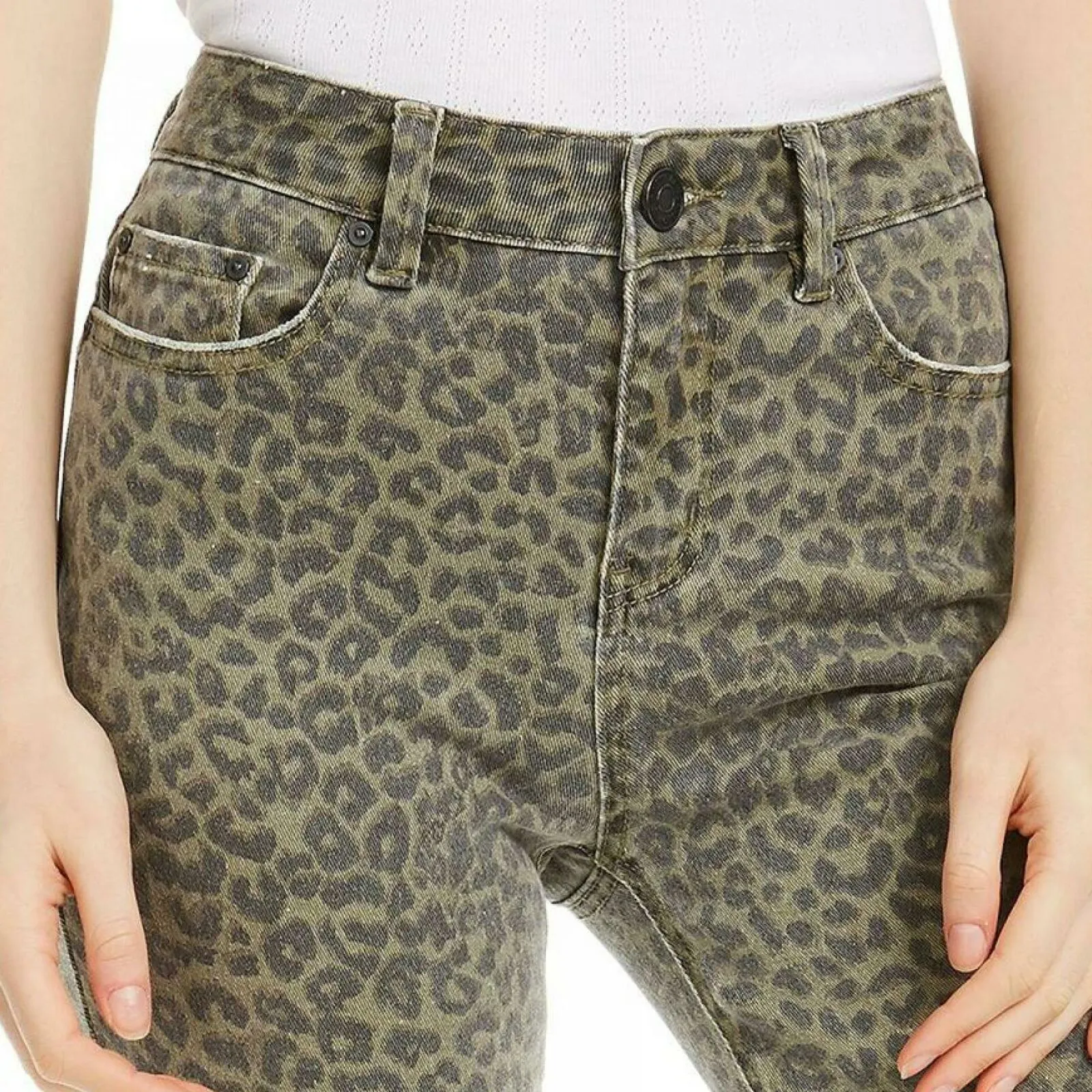 Indigo Rein Women's Leopard Print Cropped Skinny Jeans