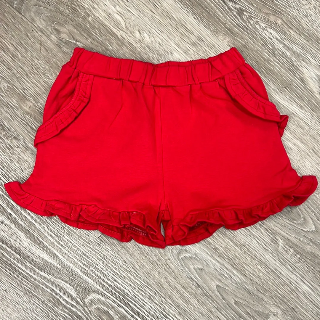 Itsy Bitsy Knit Ruffle Shorts - Red