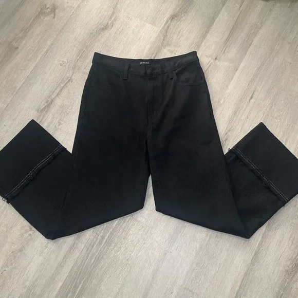 J Brand Joan Cropped Wide Black Denim