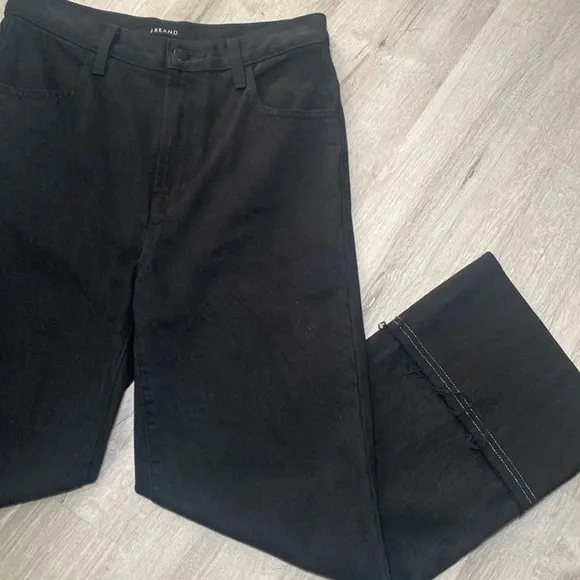 J Brand Joan Cropped Wide Black Denim