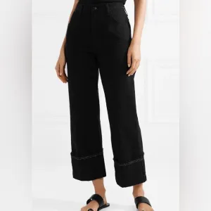 J Brand Joan Cropped Wide Black Denim