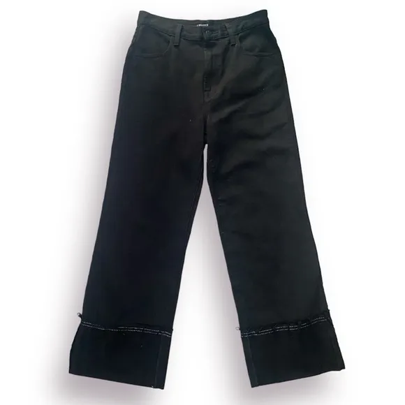 J Brand Joan Cropped Wide Black Denim