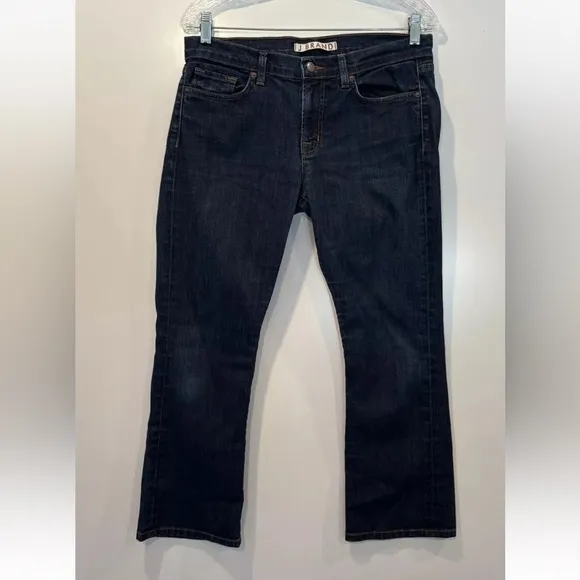 J Brand Size 28 GIGI Mid Cropped Flare Capri Denim Jeans in Pure Dark Wash (331)
