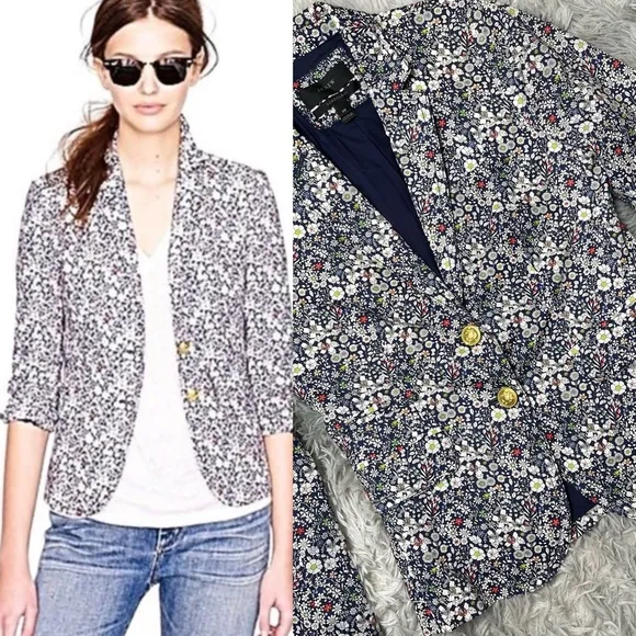J. CREW x LIBERTY LONDON Junes Meadow Floral Schoolboy Blazer 47924 size 00