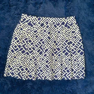 J. McLaughlin Pleated Tennis Skirt / Skort 2 Pockets Blue Geometric Print [XS]