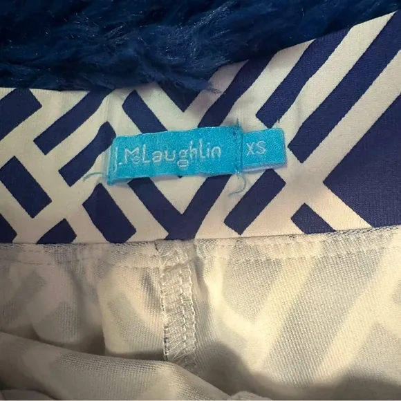 J. McLaughlin Pleated Tennis Skirt / Skort 2 Pockets Blue Geometric Print [XS]
