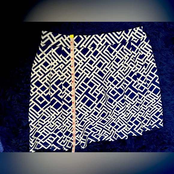 J. McLaughlin Pleated Tennis Skirt / Skort 2 Pockets Blue Geometric Print [XS]