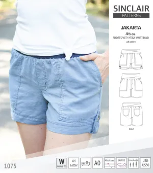 Jakarta shorts for woven fabrics with yoga waistband and pockets (PDF)