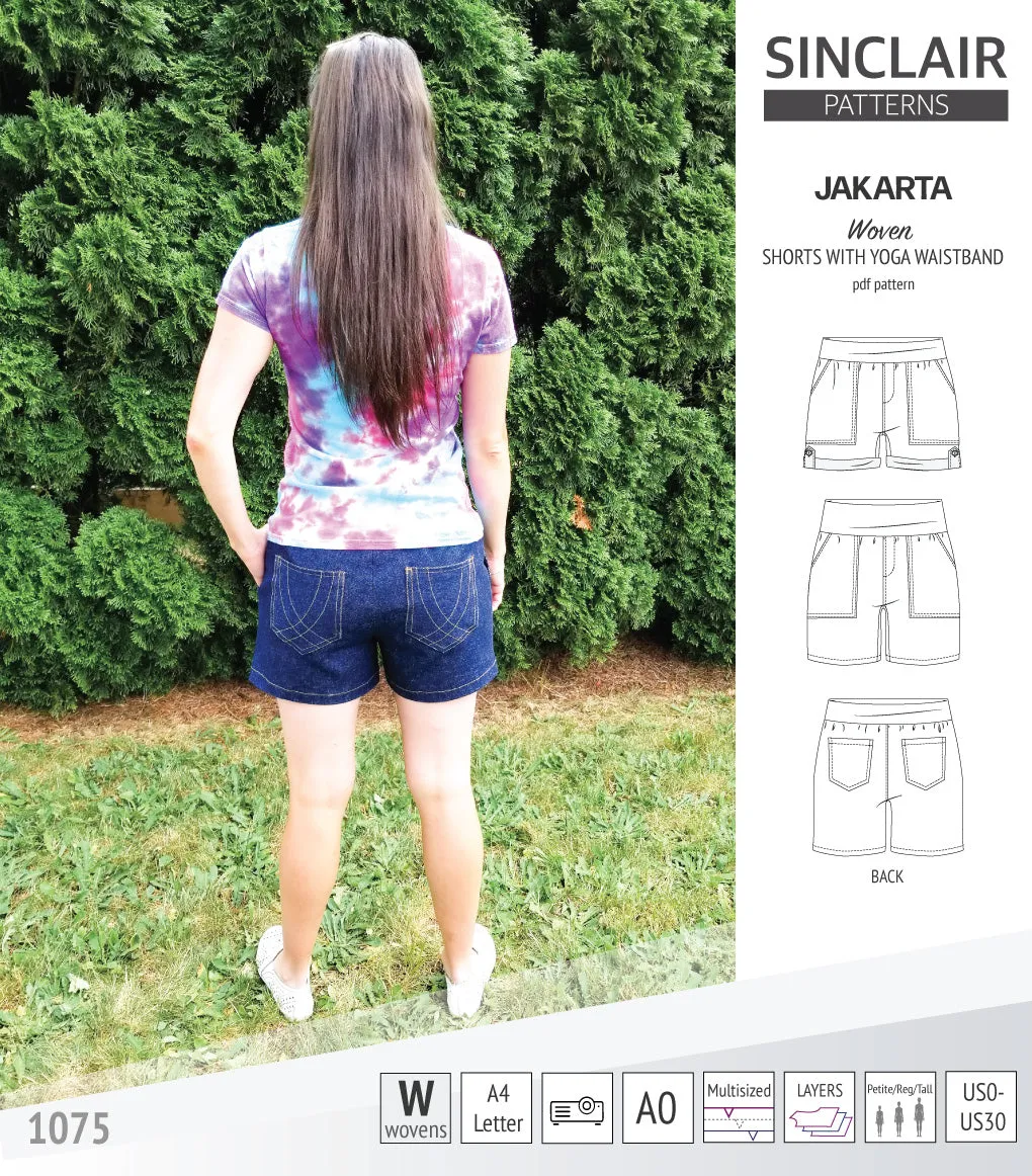 Jakarta shorts for woven fabrics with yoga waistband and pockets (PDF)