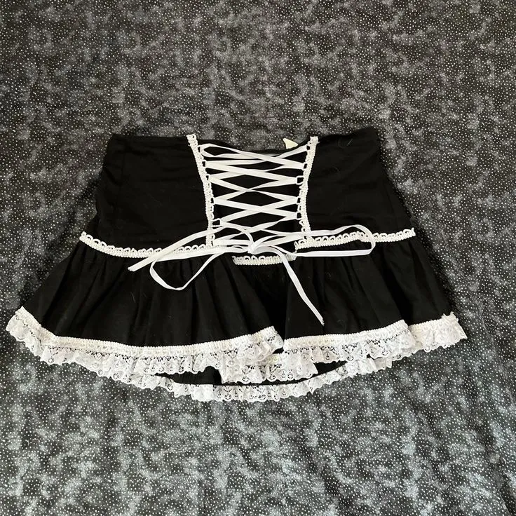 JazzHer Aesthetic Skirts Y2k Summer Clothes Sweet Girl Slim Bandage Kawaii Short Skirt Sexy Lace Women Punk Harajuku Graphic Mini Skirts