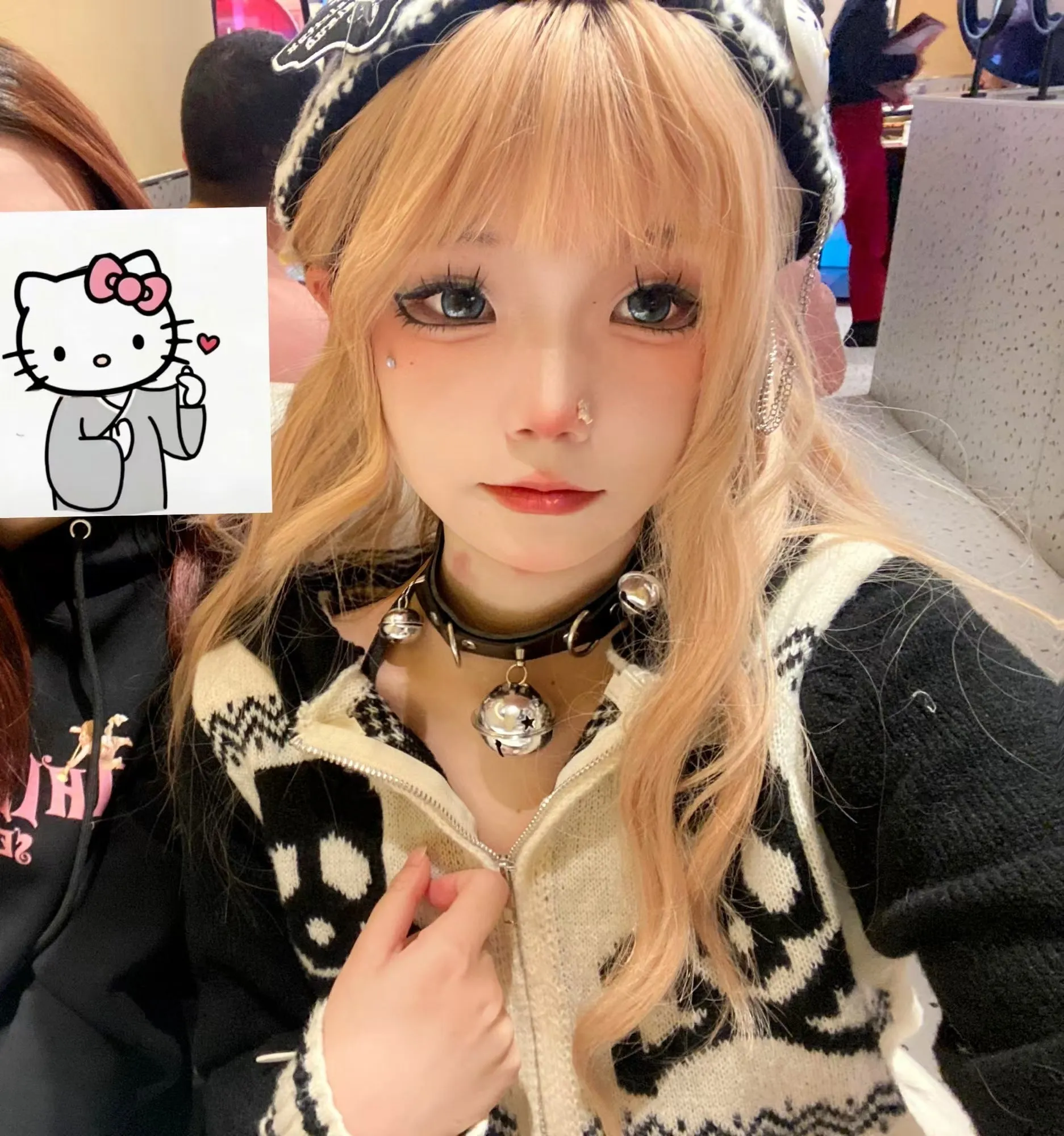 JazzHer Kawaii Skulls Zip Up Sweater Punk Sexy Winter Vintage Clothes Women Gothic Sweet Girl Harajuku Long sleeves Femme Y2k Sweaters