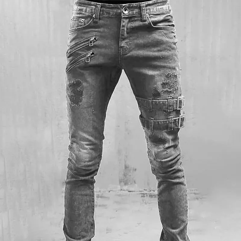 Jean skinny stretch motard vintage