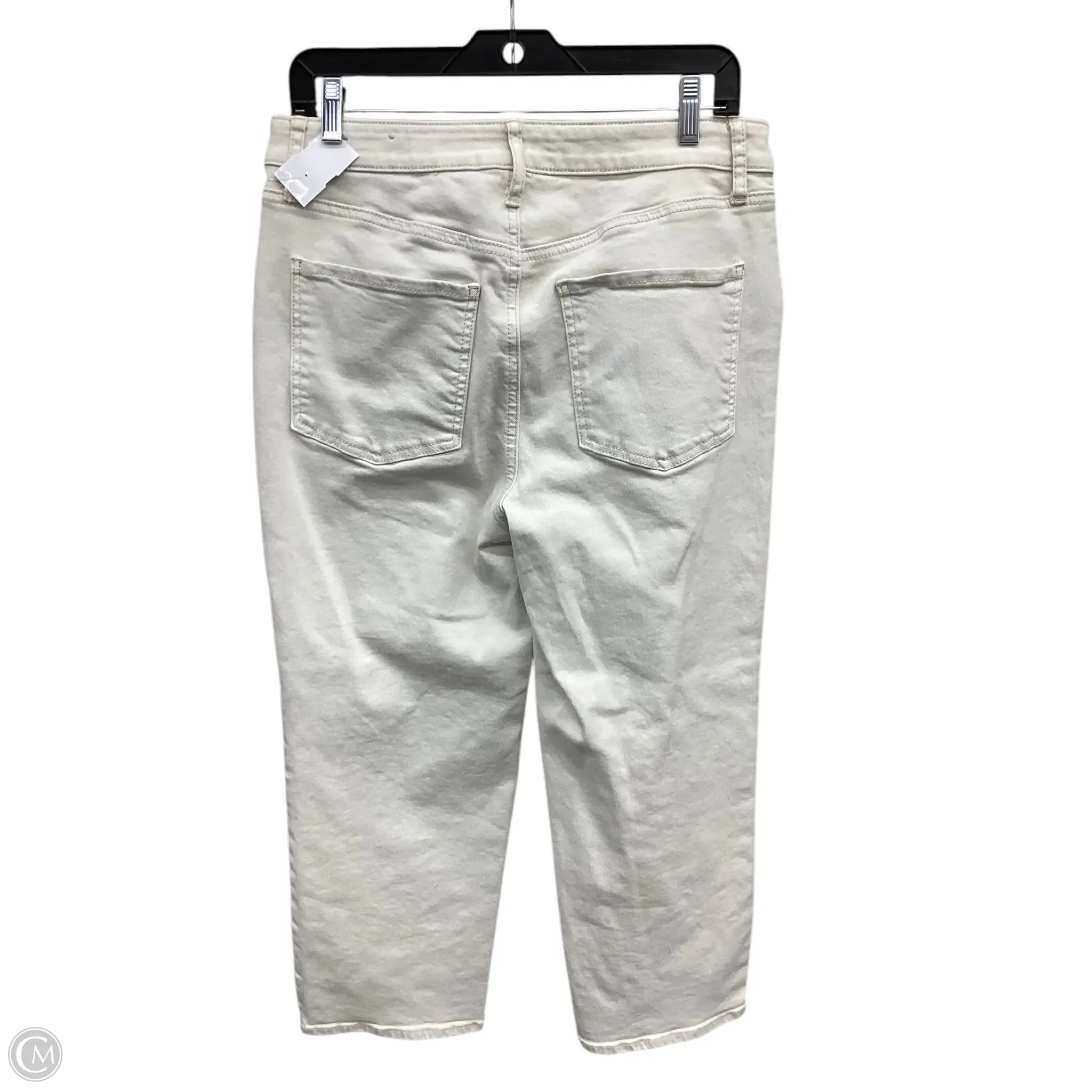 Jeans Cropped By Chicos In Cream Denim, Size: 8