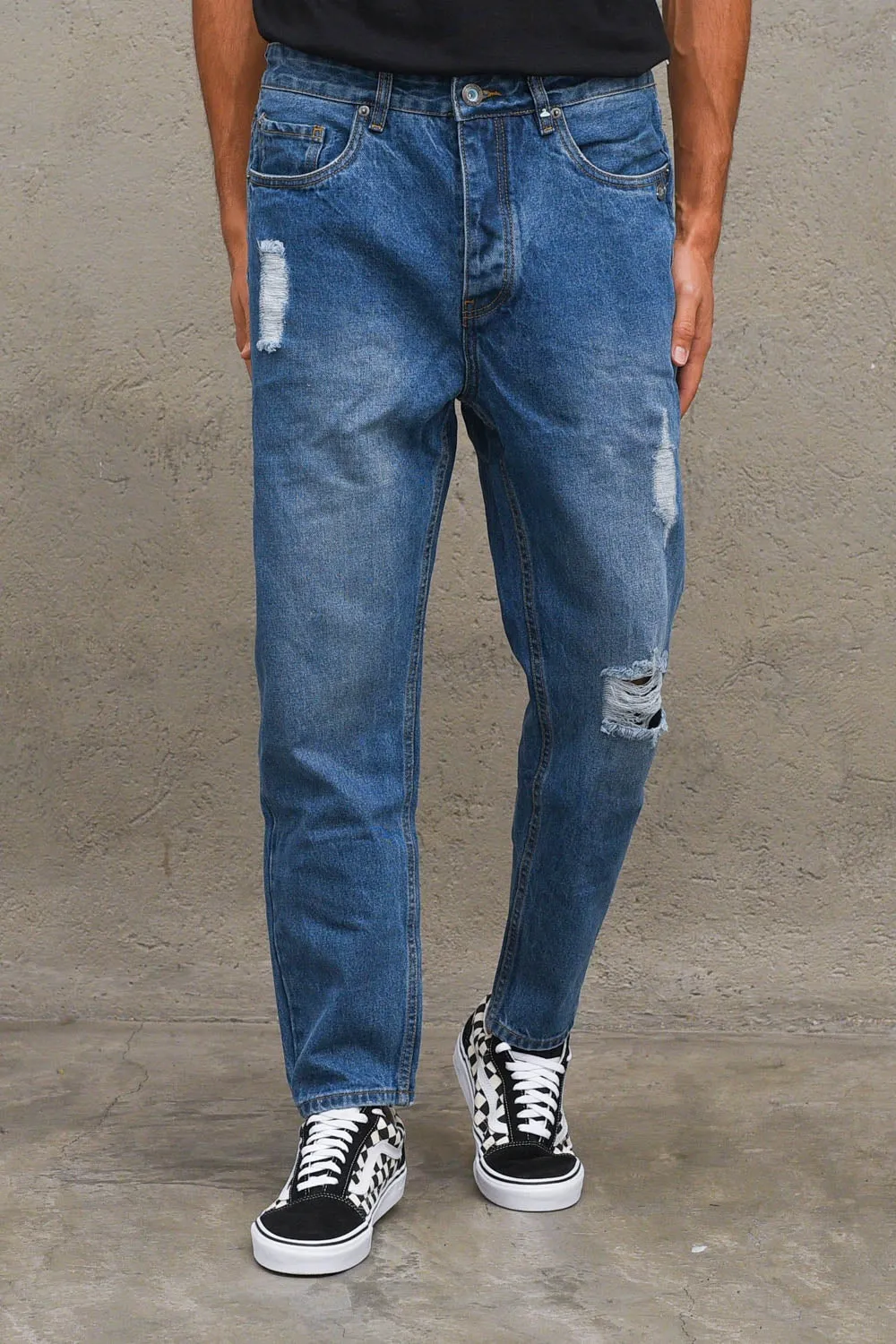 Jeans Cropped Rotto - Colore Unico