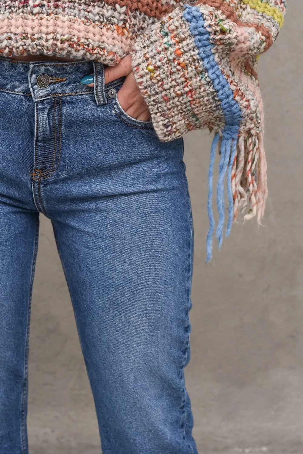 Jeans Flaire Cropped - Denim