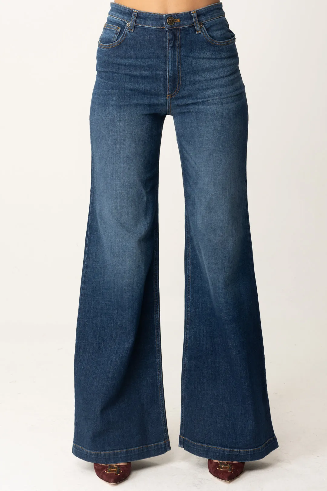 Jeans Wide Leg In Cotone Stretch