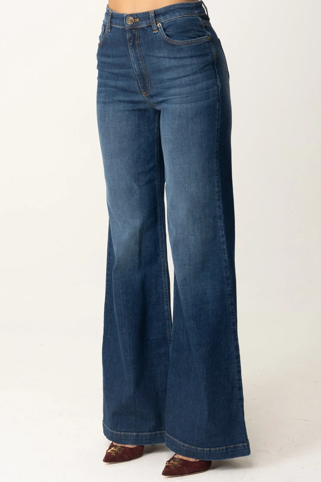 Jeans Wide Leg In Cotone Stretch