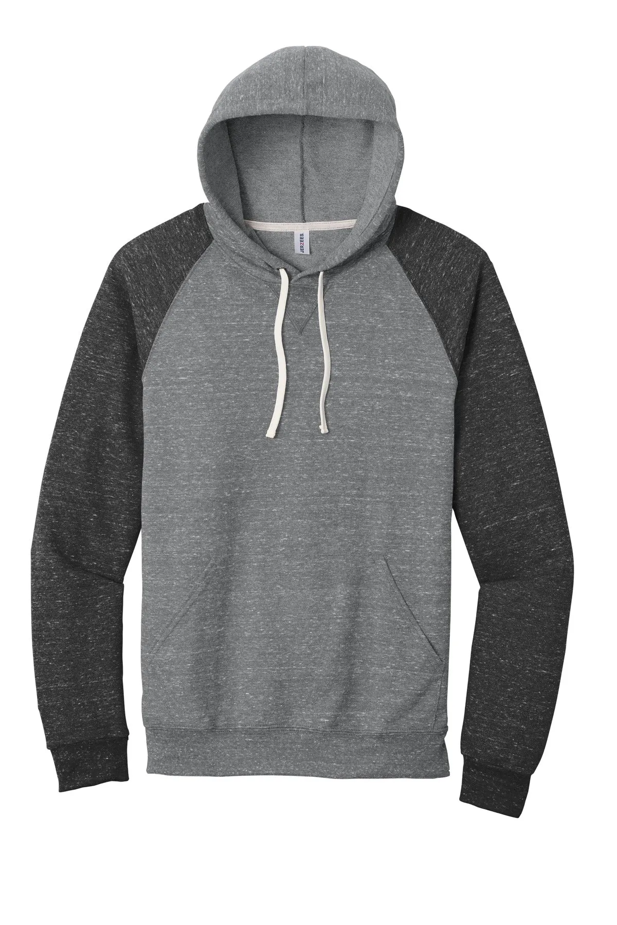 Jerzees  Snow Heather French Terry Raglan Hoodie 90M Charcoal/ Black