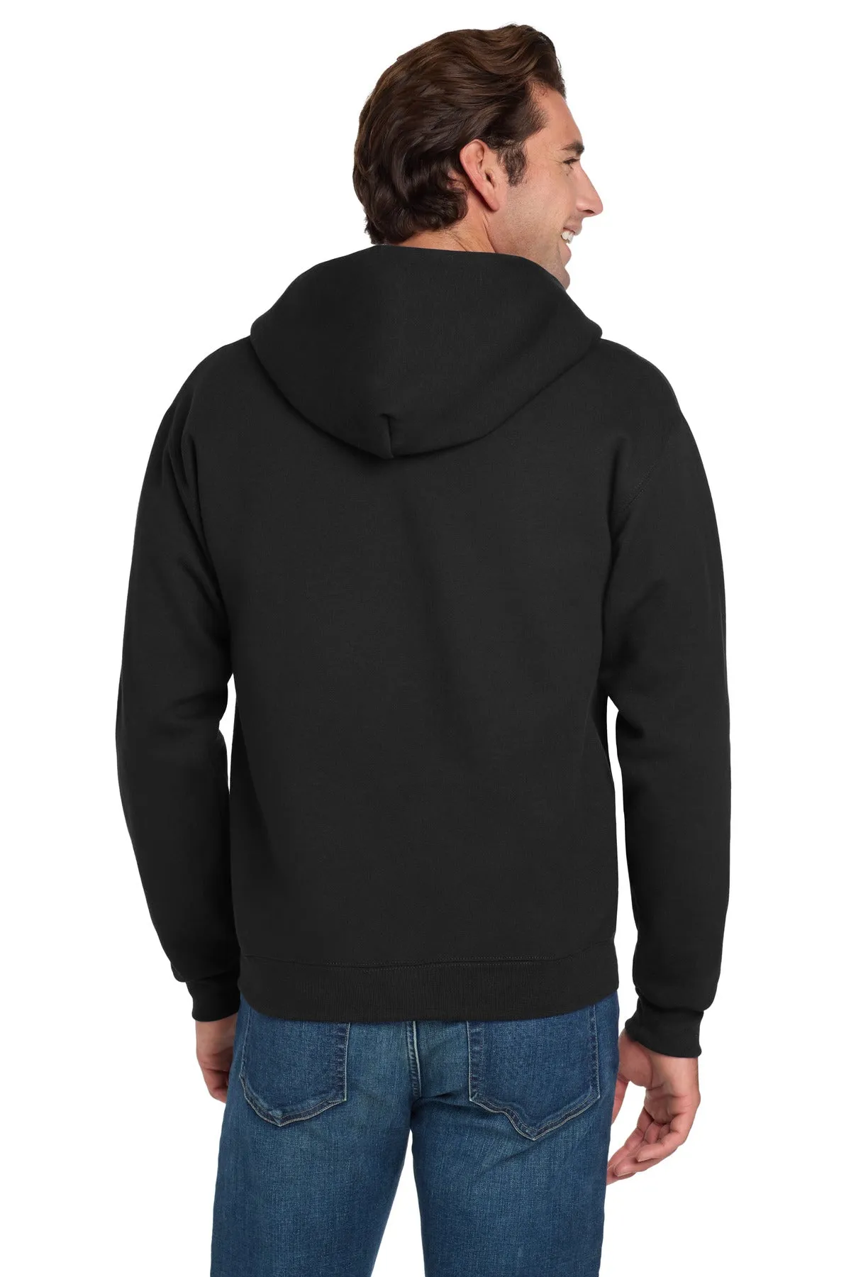 Jerzees Super Sweats NuBlend Full-Zip Hooded Sweatshirt.  4999M Black