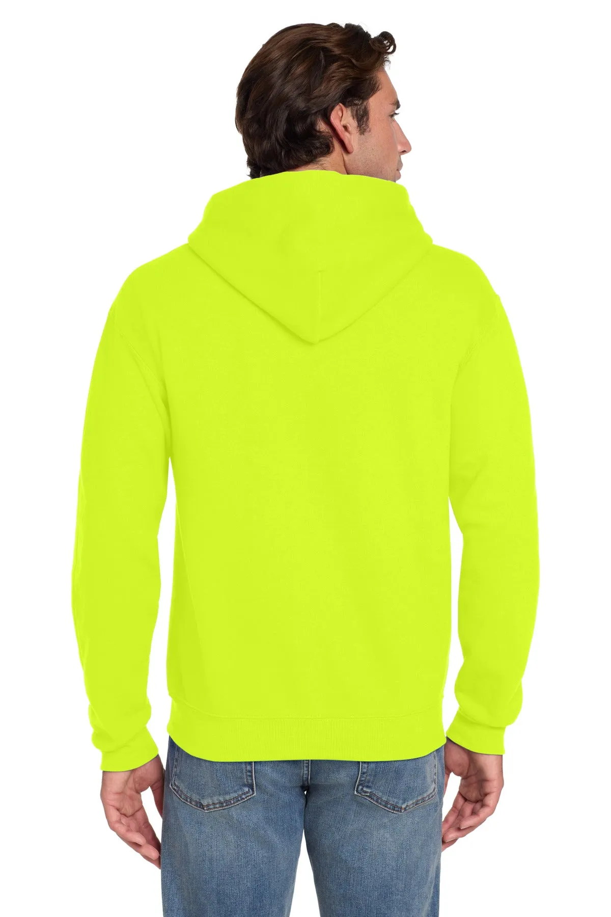Jerzees Super Sweats NuBlend Pullover Hooded Sweatshirt.  4997M Safety Green
