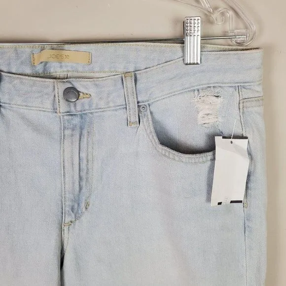 Joe's Jeans The Smith Mid Rise Light Blue Crop Straight Distressed Jeans Size 31