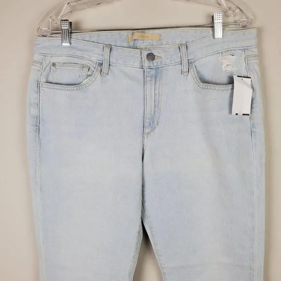 Joe's Jeans The Smith Mid Rise Light Blue Crop Straight Distressed Jeans Size 31