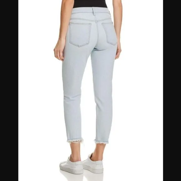 Joe's Jeans The Smith Mid Rise Light Blue Crop Straight Distressed Jeans Size 31