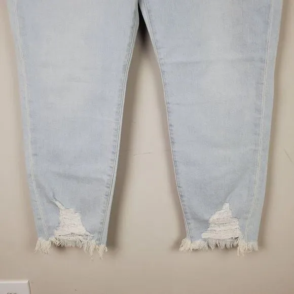 Joe's Jeans The Smith Mid Rise Light Blue Crop Straight Distressed Jeans Size 31