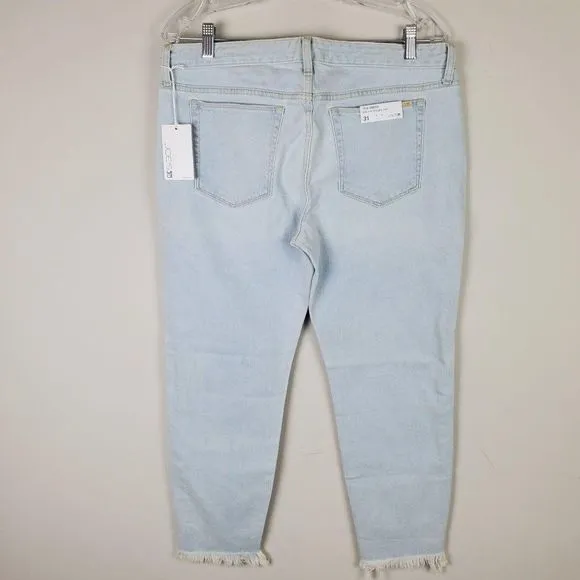 Joe's Jeans The Smith Mid Rise Light Blue Crop Straight Distressed Jeans Size 31