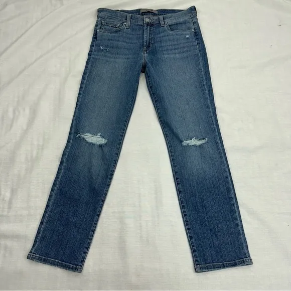 Joe's Size 28 Lara Mid Rise Straight Distressed Ankle Stretch Jeans NEW