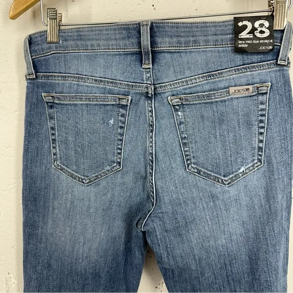 Joe's Size 28 Lara Mid Rise Straight Distressed Ankle Stretch Jeans NEW