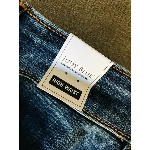 Judy Blue High-Waist Skinny Fit Jeans Denim Leopard Patch Distressed Ripped 7/28