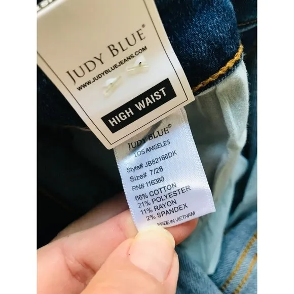 Judy Blue High-Waist Skinny Fit Jeans Denim Leopard Patch Distressed Ripped 7/28