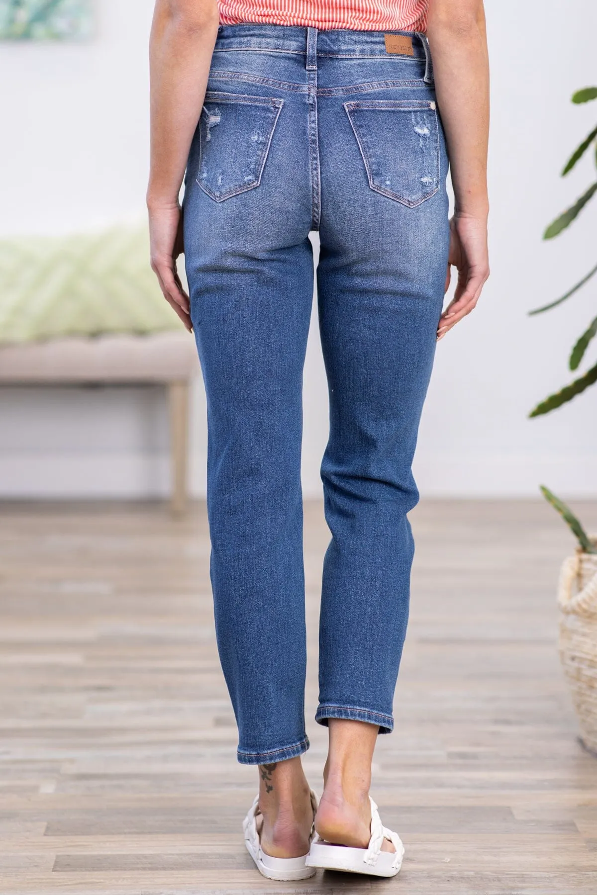 Judy Blue Rainbow Stitch Cropped Jeans
