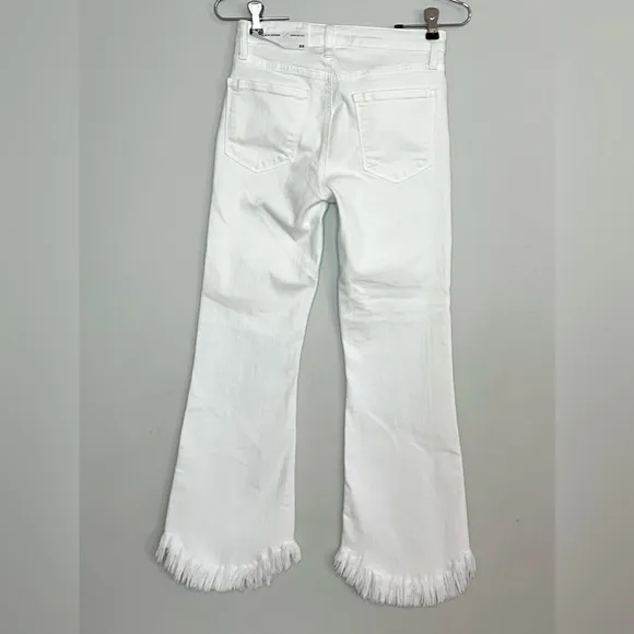 Just Black NEW White High Rise Fringe Cropped Flare Jeans Sz 25
