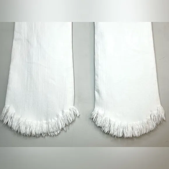 Just Black NEW White High Rise Fringe Cropped Flare Jeans Sz 25
