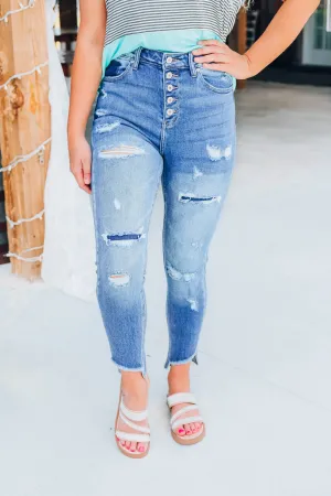 Kacie Cropped Skinny Jeans - Medium Wash