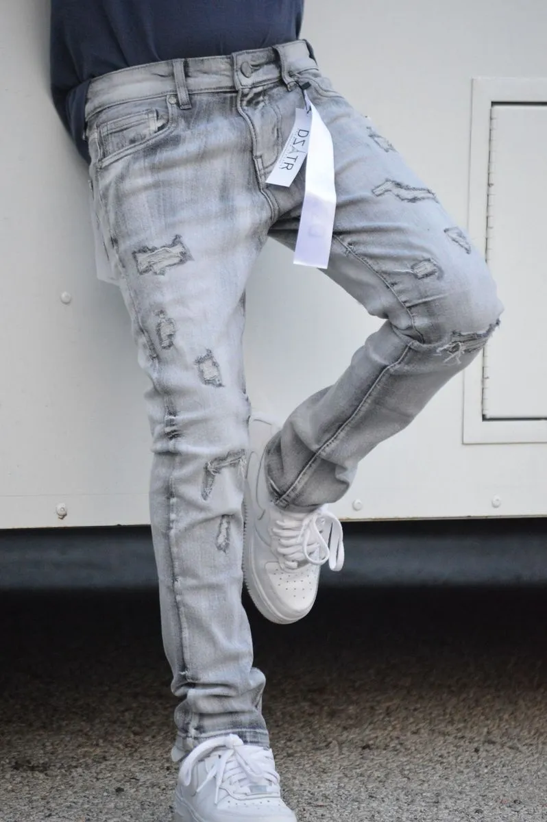 KIDS ULTRA STRETCH DENIM - GREY RIP (DZTR-K-017)