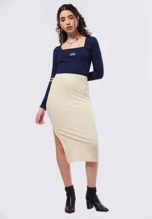 Knit Midi Skirt with Side Slit