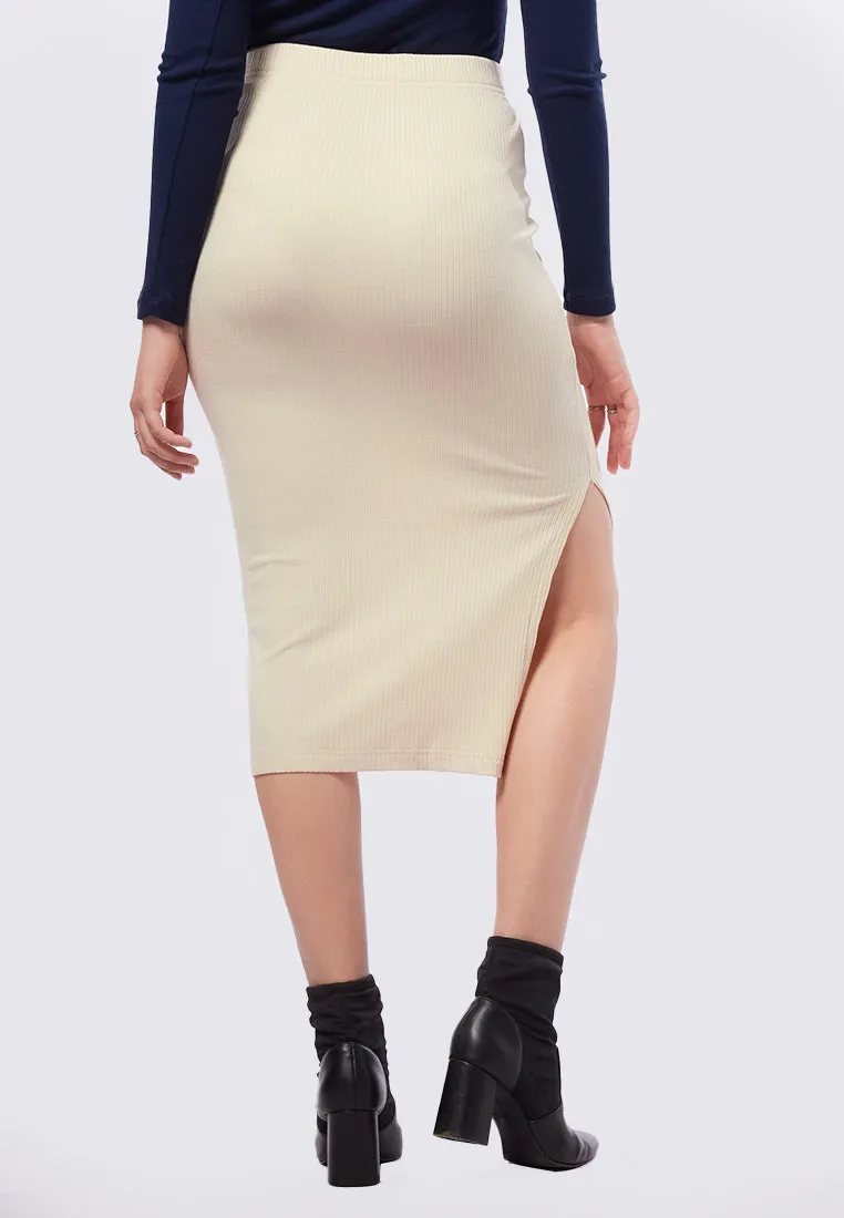 Knit Midi Skirt with Side Slit