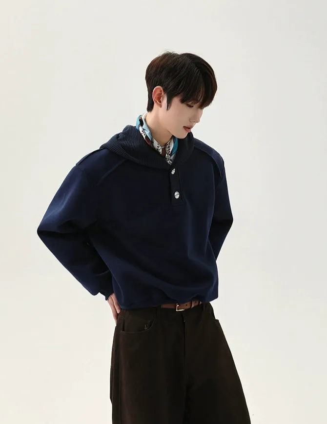 Knitted Hooded Sweatshirt