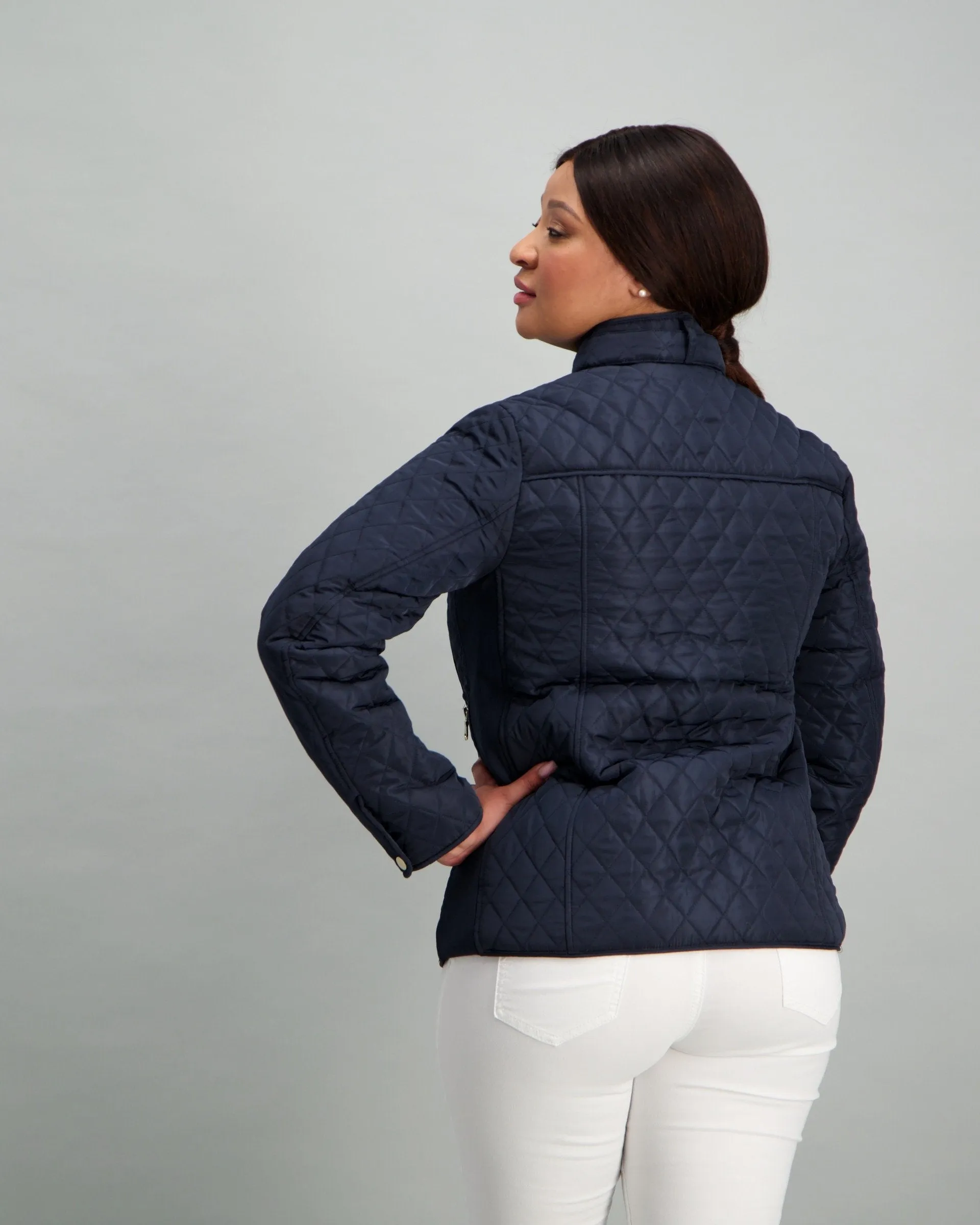 Ladies Quilted Puffer Jacket - Navy