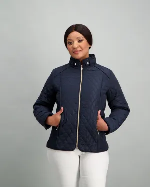 Ladies Quilted Puffer Jacket - Navy