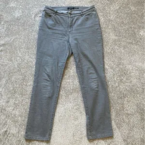 Lafayette 148 Thompson Slim Straight Grey Stretch Jeans Size 10