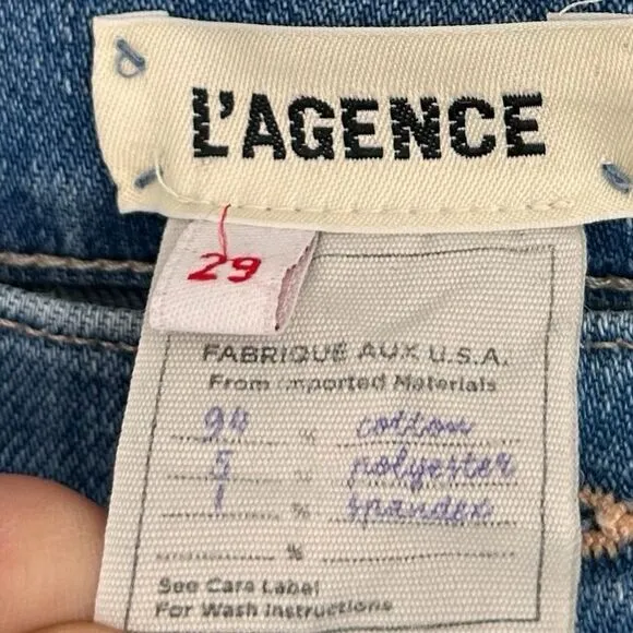 L’Agence cropped raw hem straight high rise jeans size 29