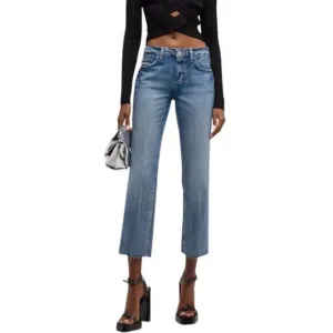 L’Agence cropped raw hem straight high rise jeans size 29