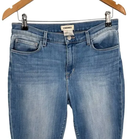 L’Agence cropped raw hem straight high rise jeans size 29
