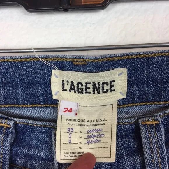 L’agence Daria High Rise Distressed Cropped Straight Jeans Size 24