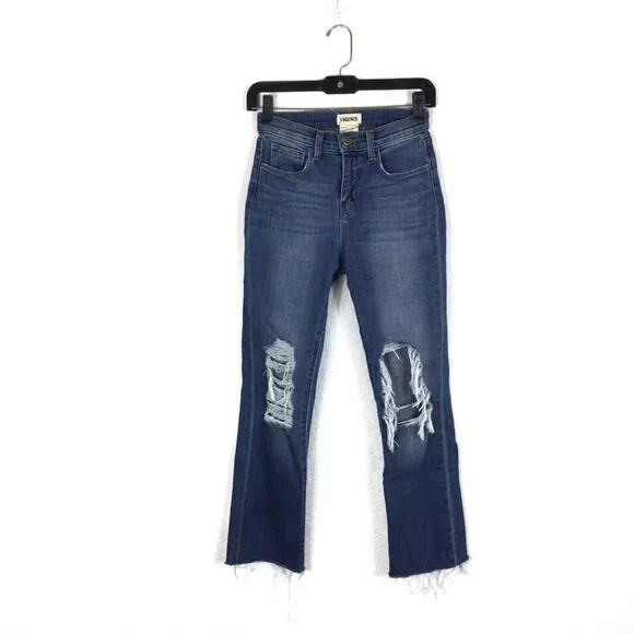 L’agence Daria High Rise Distressed Cropped Straight Jeans Size 24