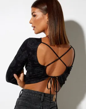 Lali Crop Top in Persian Night Black